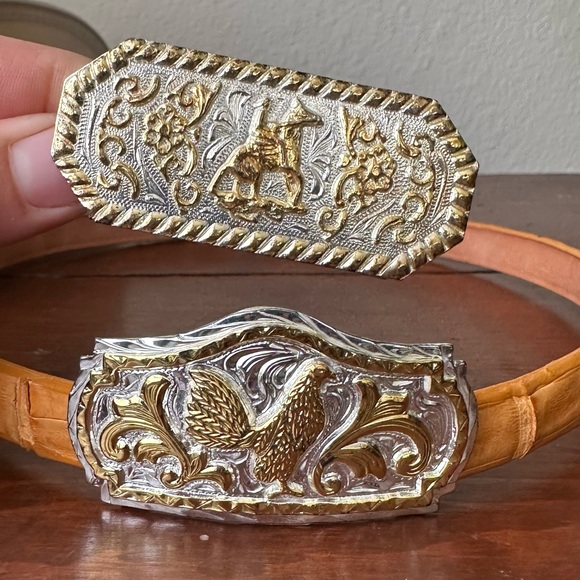 Old Stone cowboy hat straw tan western gold silver band 100x - Picture 12 of 12